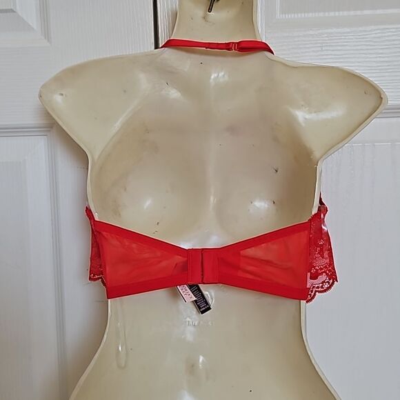 Victoria's Secert Women's Lace Underwire Halter Bralette 32DD Red - Picture 4 of 16